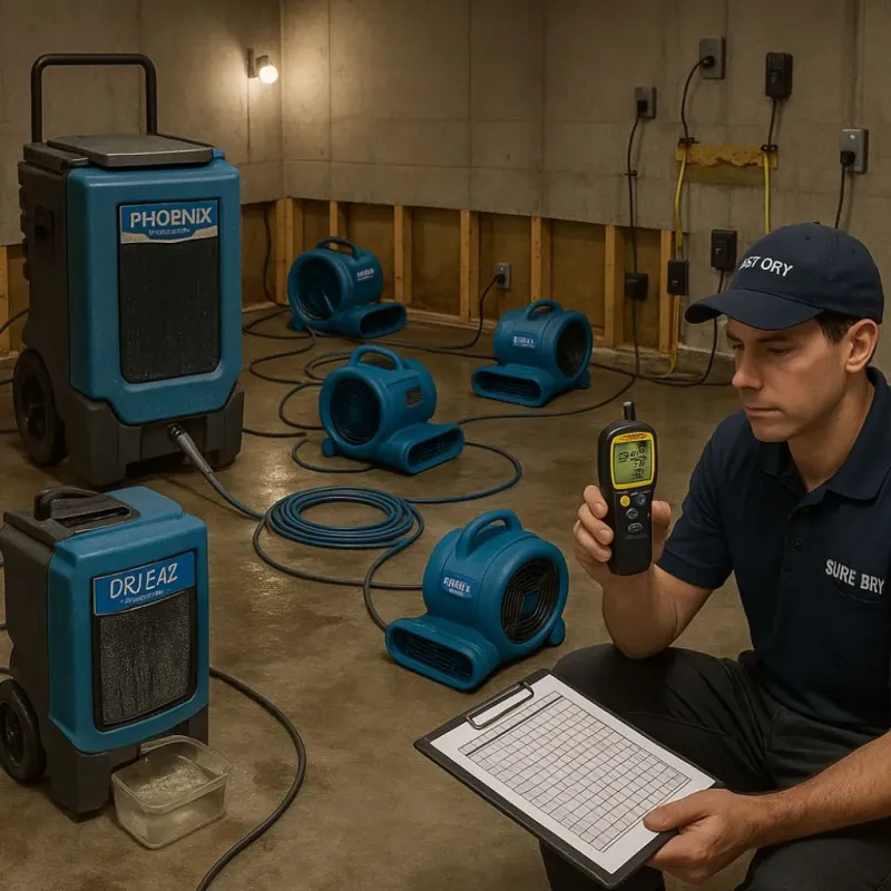 Structural Drying and Dehumidification process in Camden County, NC